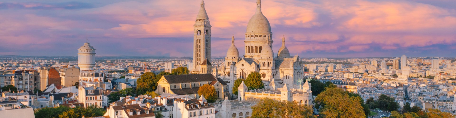 Sunset over Paris skyline