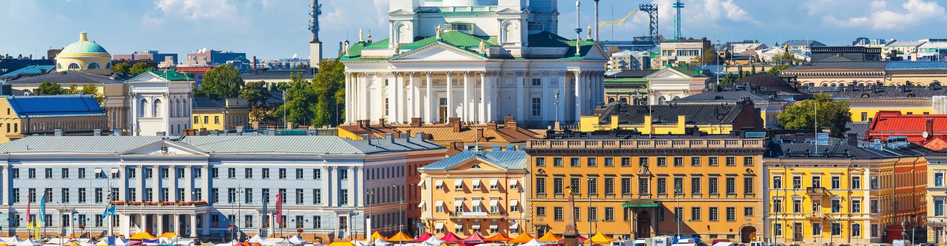 Helsinki cityscape at sunset
