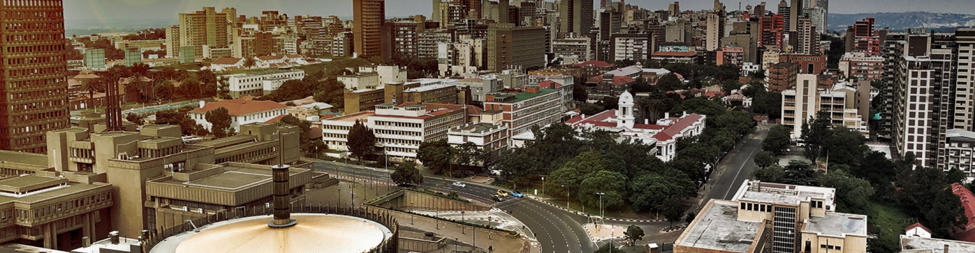 Sunset over Johannesburg skyline