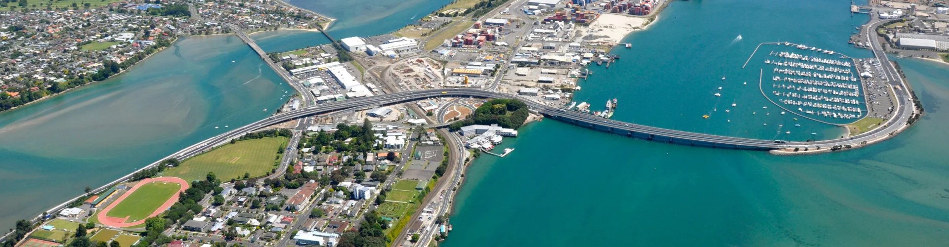 Scenic coastal view of Tauranga at sunset