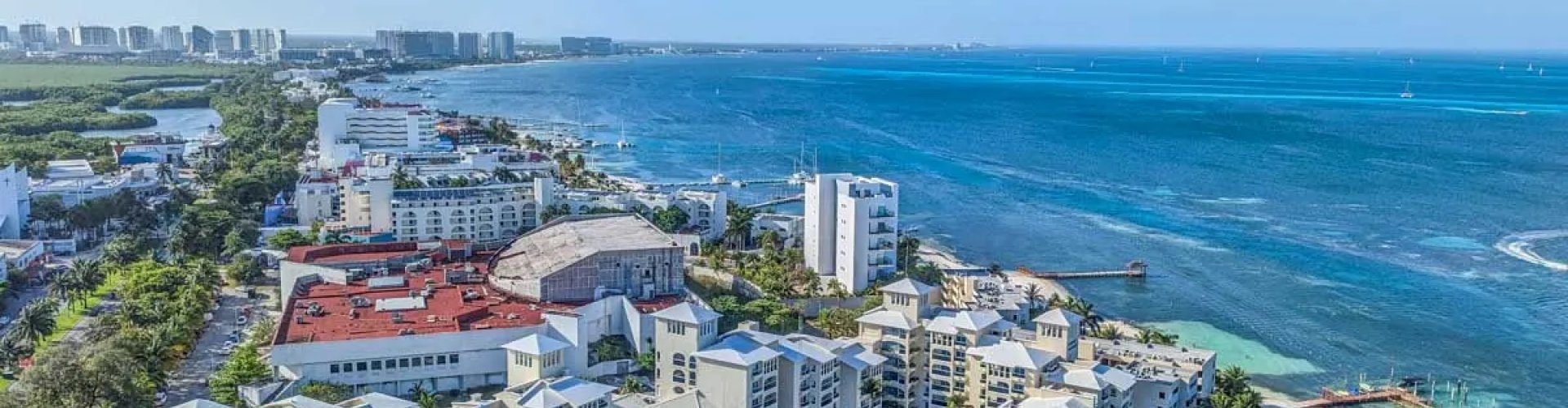 Sunset over Cancún coastline