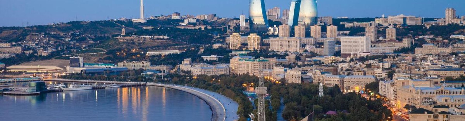 Baku cityscape at dusk